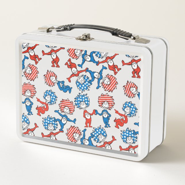 Dr. Seuss | Thing One Thing Two US Flag Pattern Metal Lunch Box (Front)