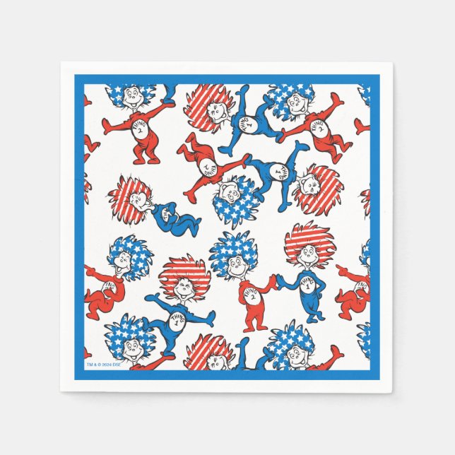 Dr. Seuss | Thing One Thing Two US Flag Pattern Napkin (Front)