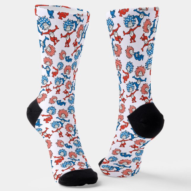 Dr. Seuss | Thing One Thing Two US Flag Pattern Socks (Angled)
