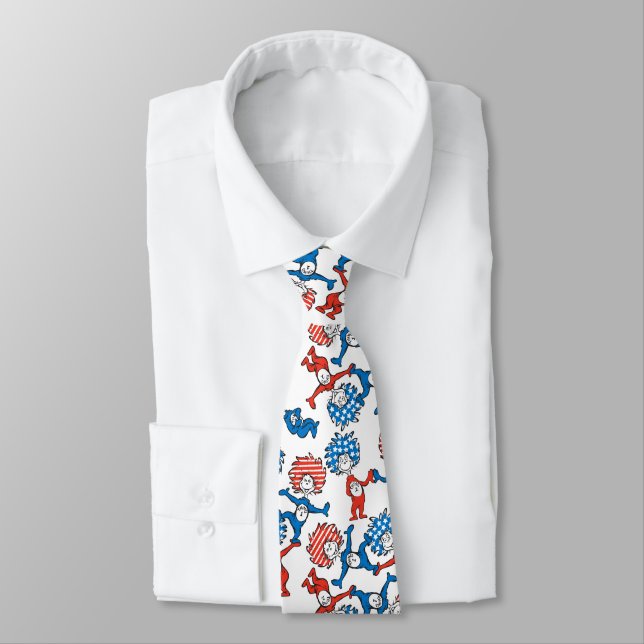 Dr. Seuss | Thing One Thing Two US Flag Pattern Tie (Tied)