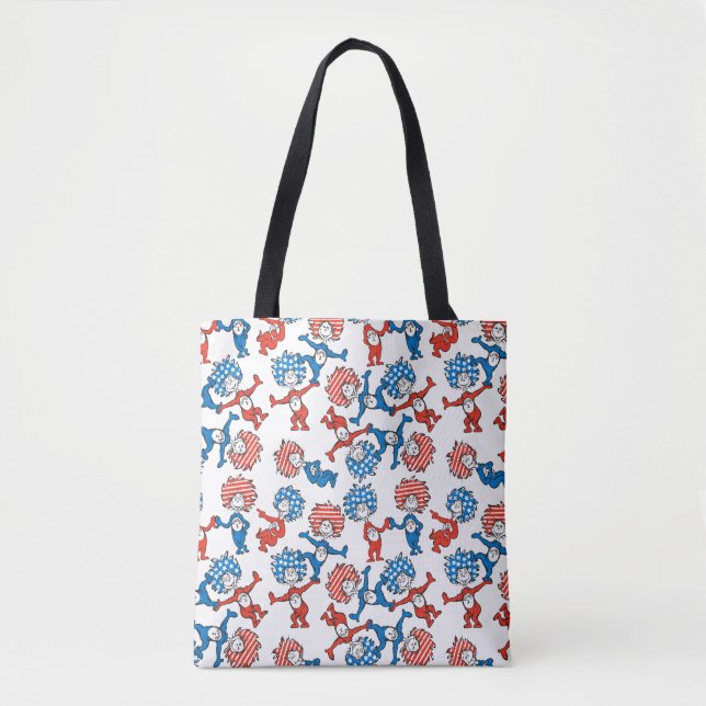 Dr. Seuss | Thing One Thing Two US Flag Pattern Tote Bag (Front)