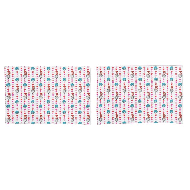 Dr. Seuss Valentine | Cat in the Hat Heart Pattern Pillowcase (Front-Set)