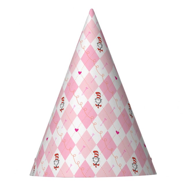 Dr. Seuss Valentine | Pink Argyle The Cat in the H Party Hat (Front)
