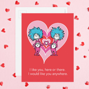 Dr. Seuss Valentine   Thing 1 Thing 2 Holiday Postcard