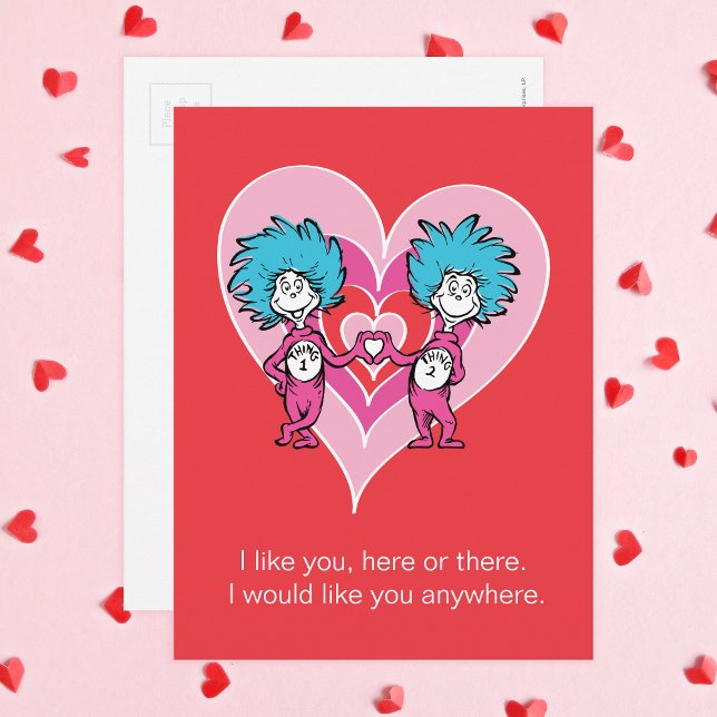 Dr. Seuss Valentine | Thing 1 Thing 2 Holiday Postcard (Creator Uploaded)