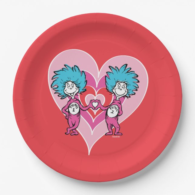 Dr. Seuss Valentine | Thing One Thing Two Paper Plate (Front)