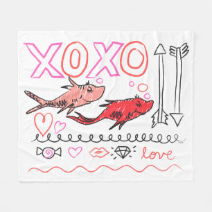 Dr. Seuss Valentine   XOXO Design Fleece Blanket