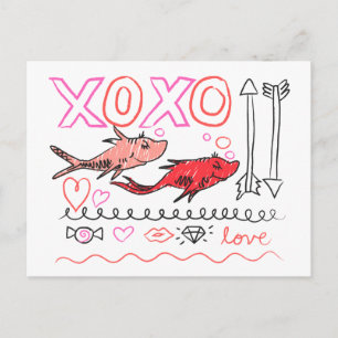 Dr. Seuss Valentine   XOXO Design Holiday Postcard