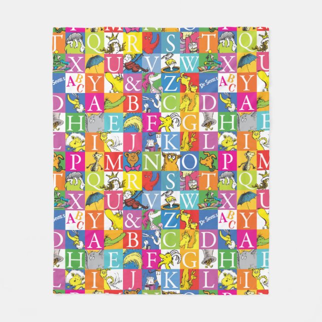 Dr. Seuss's ABC Colourful Block Letter Pattern Fleece Blanket (Front)