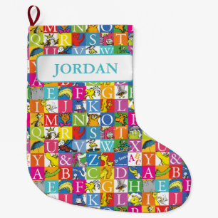Dr. Seuss's ABC Colourful Block Letter Pattern Large Christmas Stocking