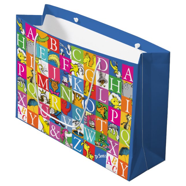 Dr. Seuss's ABC Colourful Block Letter Pattern Large Gift Bag (Front Angled)