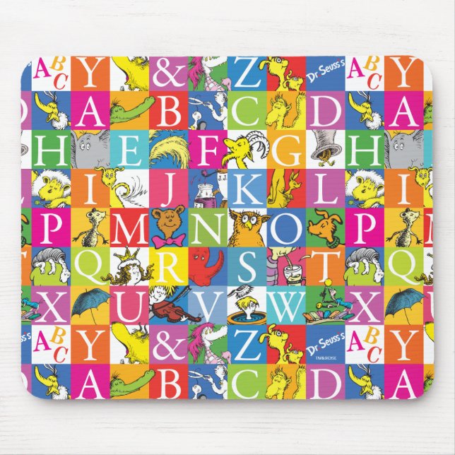 Dr. Seuss's ABC Colourful Block Letter Pattern Mouse Mat (Front)