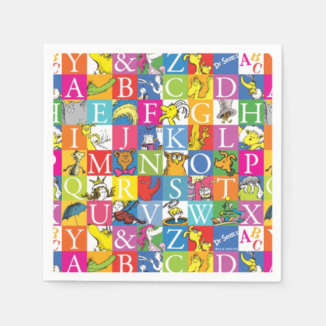Dr. Seuss's ABC Colourful Block Letter Pattern Napkin (Front)