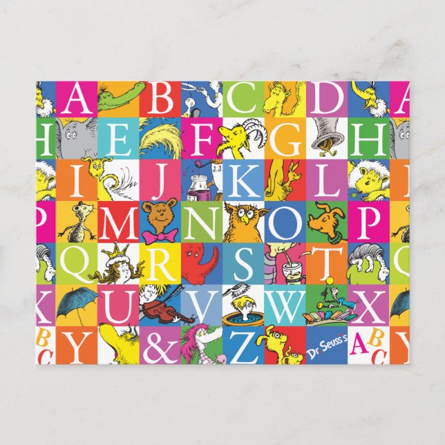 Dr. Seuss's ABC Colourful Block Letter Pattern Postcard (Front)