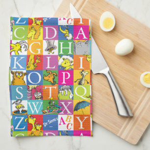 Dr. Seuss's ABC Colourful Block Letter Pattern Tea Towel