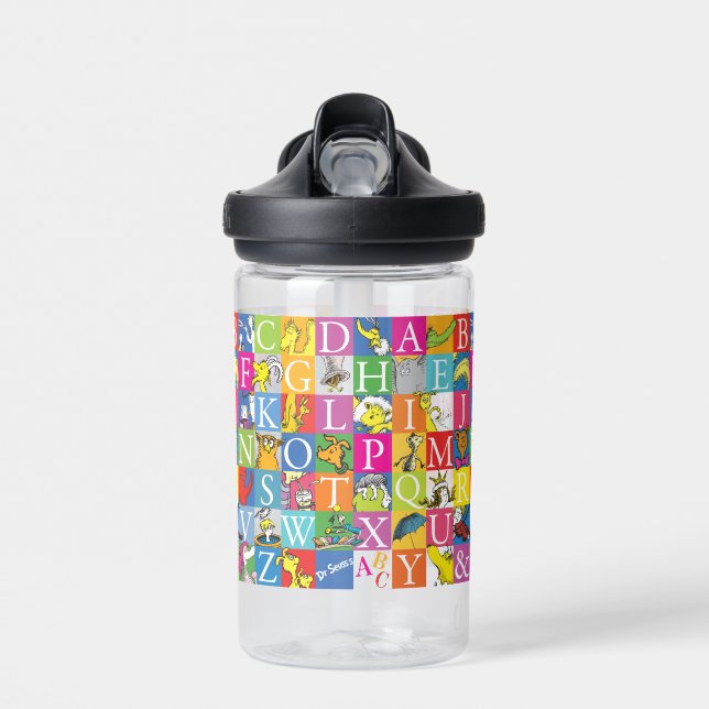 Dr. Seuss's ABC Colourful Block Letter Pattern Water Bottle (Front)