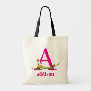 Dr. Seuss's ABC: Letter A - Pink   Add Your Name Tote Bag