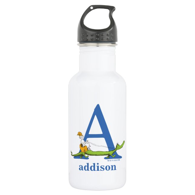 Dr. Seuss's ABC: Letter A - White | Add Your Name 532 Ml Water Bottle (Front)