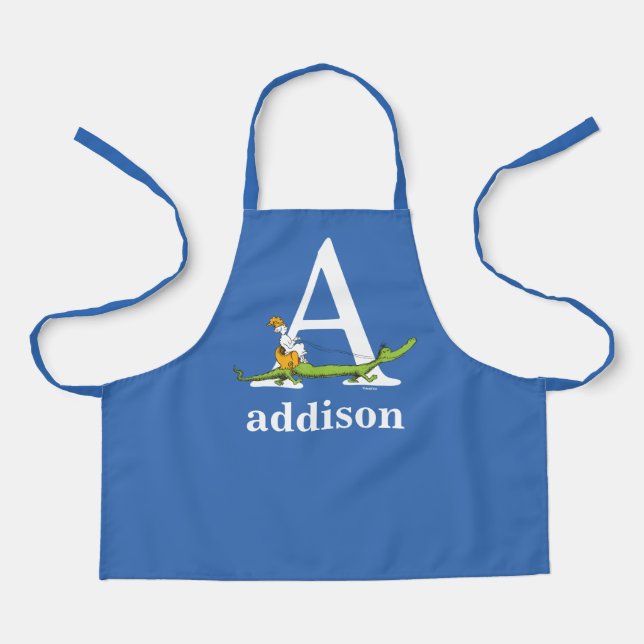 Dr. Seuss's ABC: Letter A - White | Add Your Name Apron (Front)