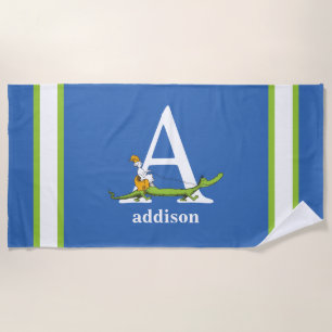Dr. Seuss's ABC: Letter A - White Add Your Name Beach Towel