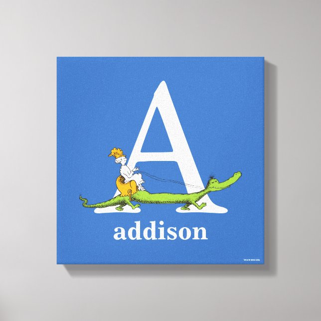 Dr. Seuss's ABC: Letter A - White | Add Your Name Canvas Print (Front)