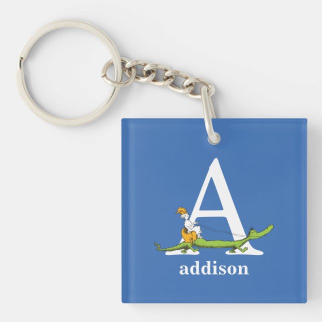 Dr. Seuss's ABC: Letter A - White | Add Your Name Key Ring (Front)