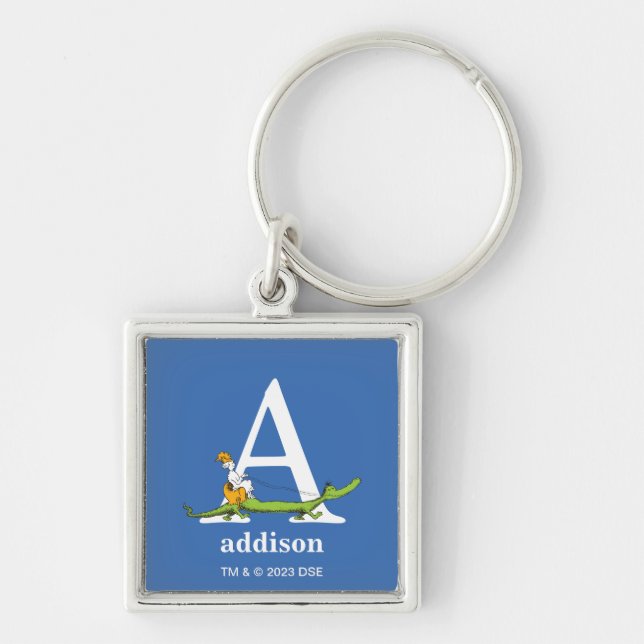 Dr. Seuss's ABC: Letter A - White | Add Your Name Key Ring (Front)