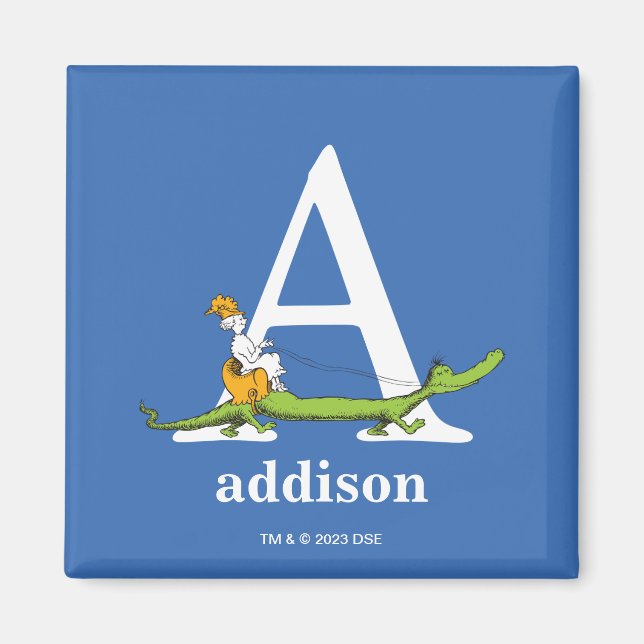Dr. Seuss's ABC: Letter A - White | Add Your Name Magnet (Front)