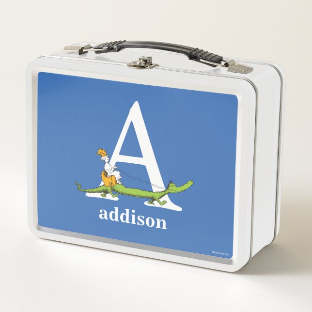 Dr. Seuss's ABC: Letter A - White | Add Your Name Metal Lunch Box (Front)