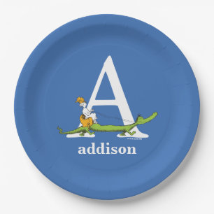 Dr. Seuss's ABC: Letter A - White   Add Your Name Paper Plate