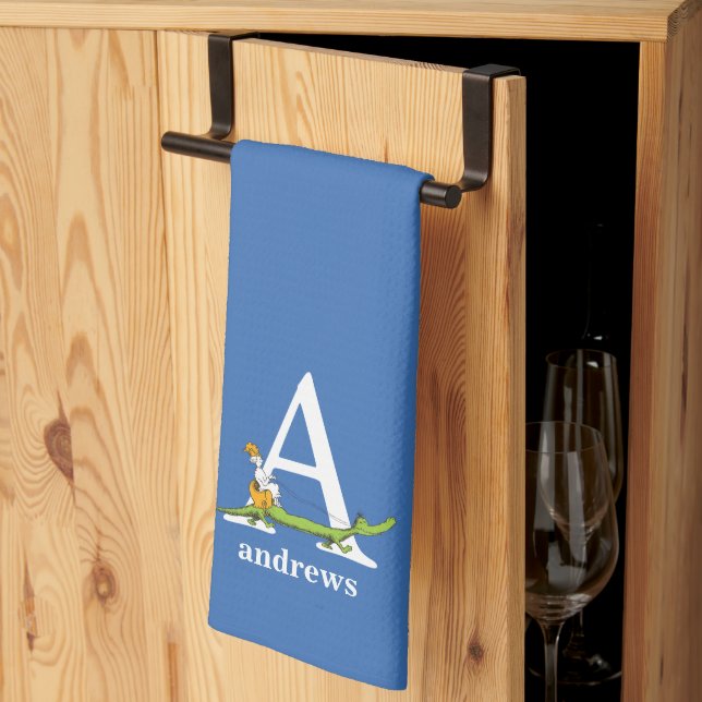 Dr. Seuss's ABC: Letter A - White | Add Your Name Tea Towel (Thirds Fold)