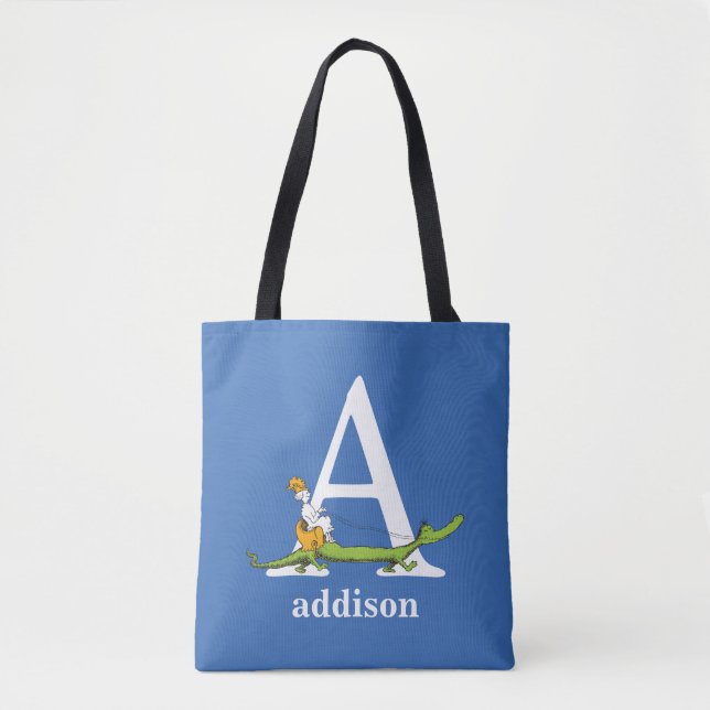 Dr. Seuss's ABC: Letter A - White | Add Your Name Tote Bag (Front)