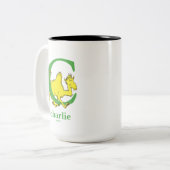 Dr. Seuss's ABC: Letter C - Green | Add Your Name Two-Tone Coffee Mug (Front Left)