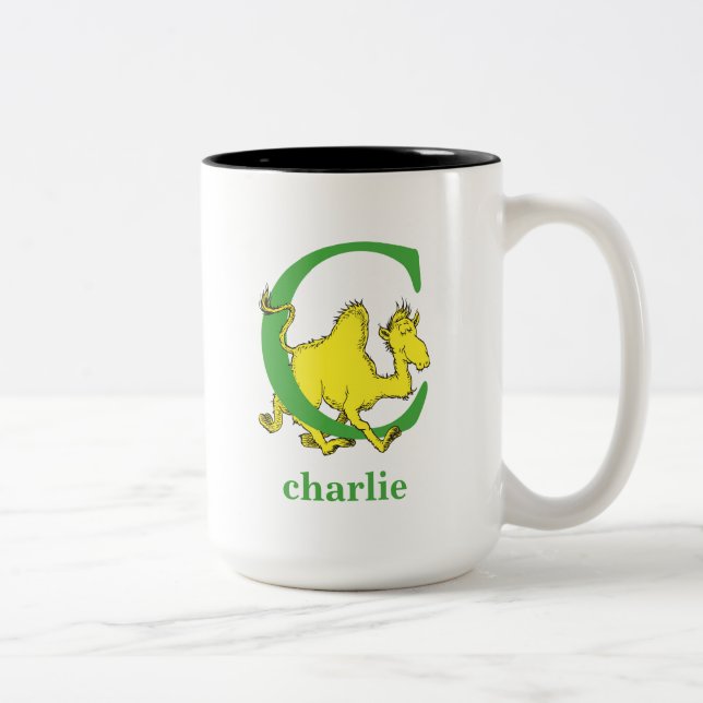 Dr. Seuss's ABC: Letter C - Green | Add Your Name Two-Tone Coffee Mug (Right)