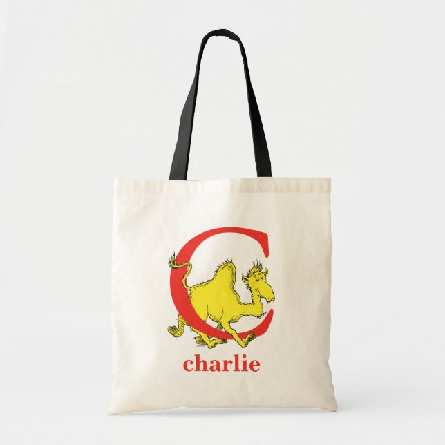 Dr. Seuss's ABC: Letter C - Red | Add Your Name Tote Bag (Front)