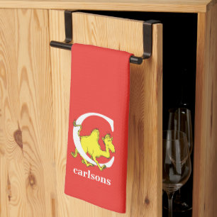 Dr. Seuss's ABC: Letter C - White Add Your Name Tea Towel