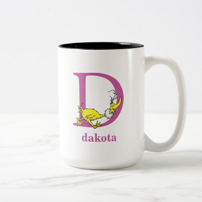 Dr. Seuss's ABC: Letter D - Purple | Add Your Name Two-Tone Coffee Mug (Right)