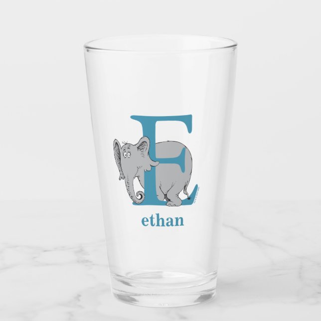 Dr. Seuss's ABC: Letter E - Blue | Add Your Name Glass (Front)