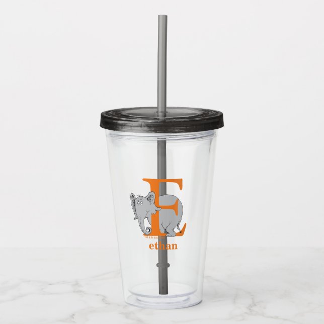 Dr. Seuss's ABC: Letter E - White | Add Your Name Acrylic Tumbler (Front)