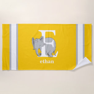 Dr. Seuss's ABC: Letter E - White   Add Your Name Beach Towel