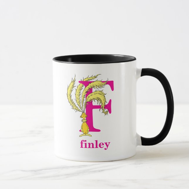 Dr. Seuss's ABC: Letter F - Pink | Add Your Name Mug (Right)