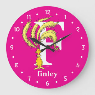 Dr. Seuss's ABC: Letter F - White   Add Your Name Large Clock