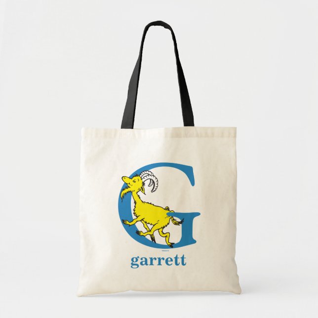 Dr. Seuss's ABC: Letter G - Blue | Add Your Name Tote Bag (Front)