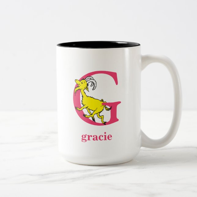 Dr. Seuss's ABC: Letter G - Pink | Add Your Name Two-Tone Coffee Mug (Right)