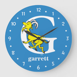 Dr. Seuss's ABC: Letter G - White   Add Your Name Large Clock