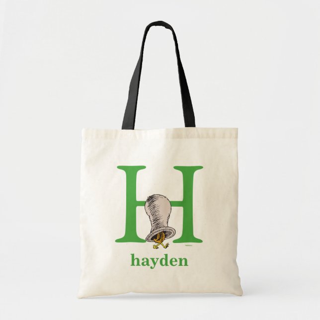 Dr. Seuss's ABC: Letter H - Green | Add Your Name Tote Bag (Front)