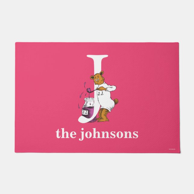 Dr. Seuss's ABC: Letter J - White | Add Your Name Doormat (Front)