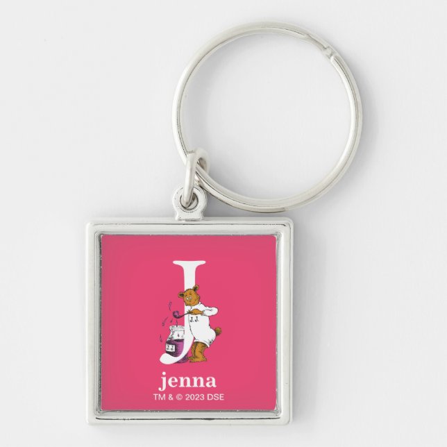 Dr. Seuss's ABC: Letter J - White | Add Your Name Key Ring (Front)