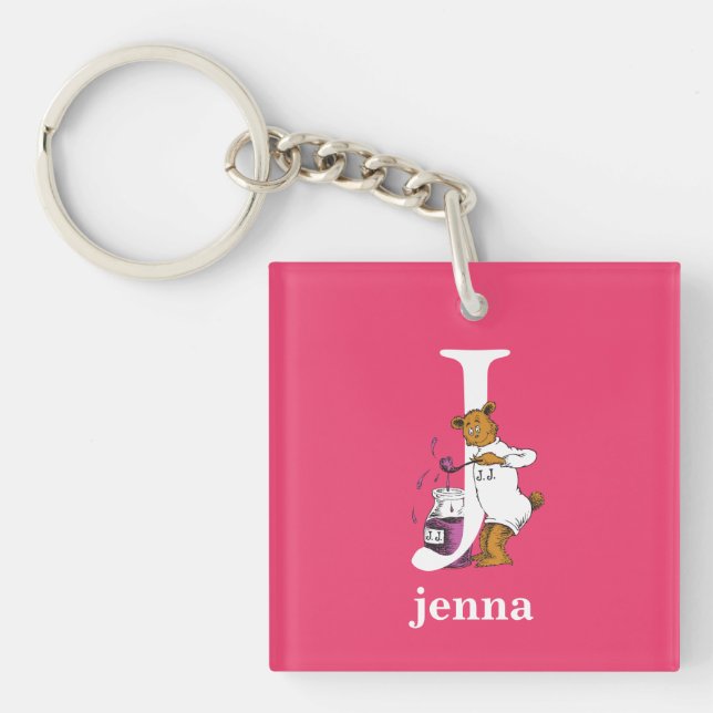 Dr. Seuss's ABC: Letter J - White | Add Your Name Key Ring (Front)