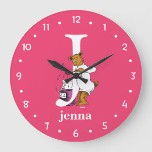 Dr. Seuss's ABC: Letter J - White   Add Your Name Large Clock